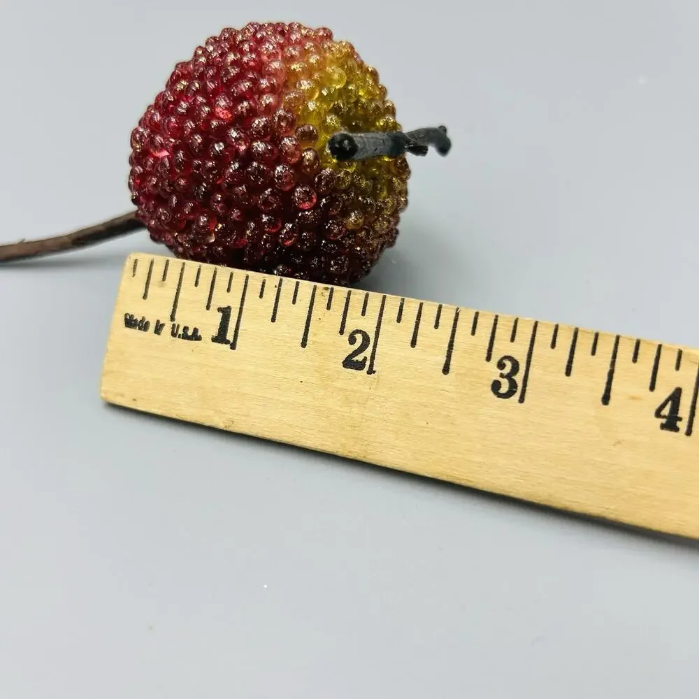 9 Vtg Glass Sugared Beaded Fruit Floral Picks Xmas Ornaments Apples Pear Jeweled
